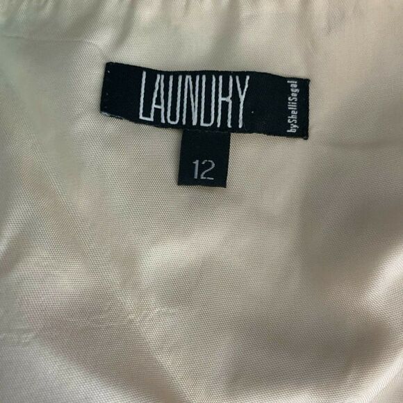 Vintage 90s Laundry Tulle Halter Dress 12 Black Embroidered Lined Tie Waist Zip - Picture 7 of 7